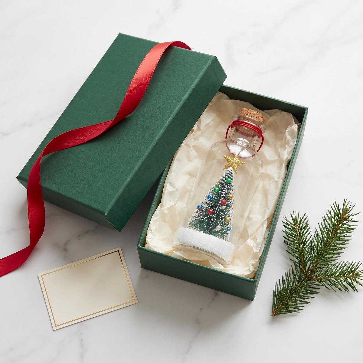 Christmas Treedecorated Message-in-a-bottle Ornament